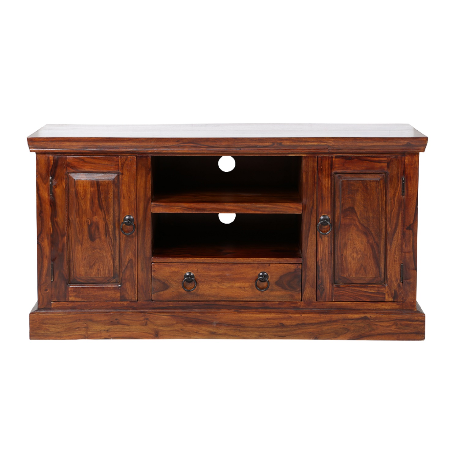 Sheesham Wood TV Unit with Drawers and Shelves