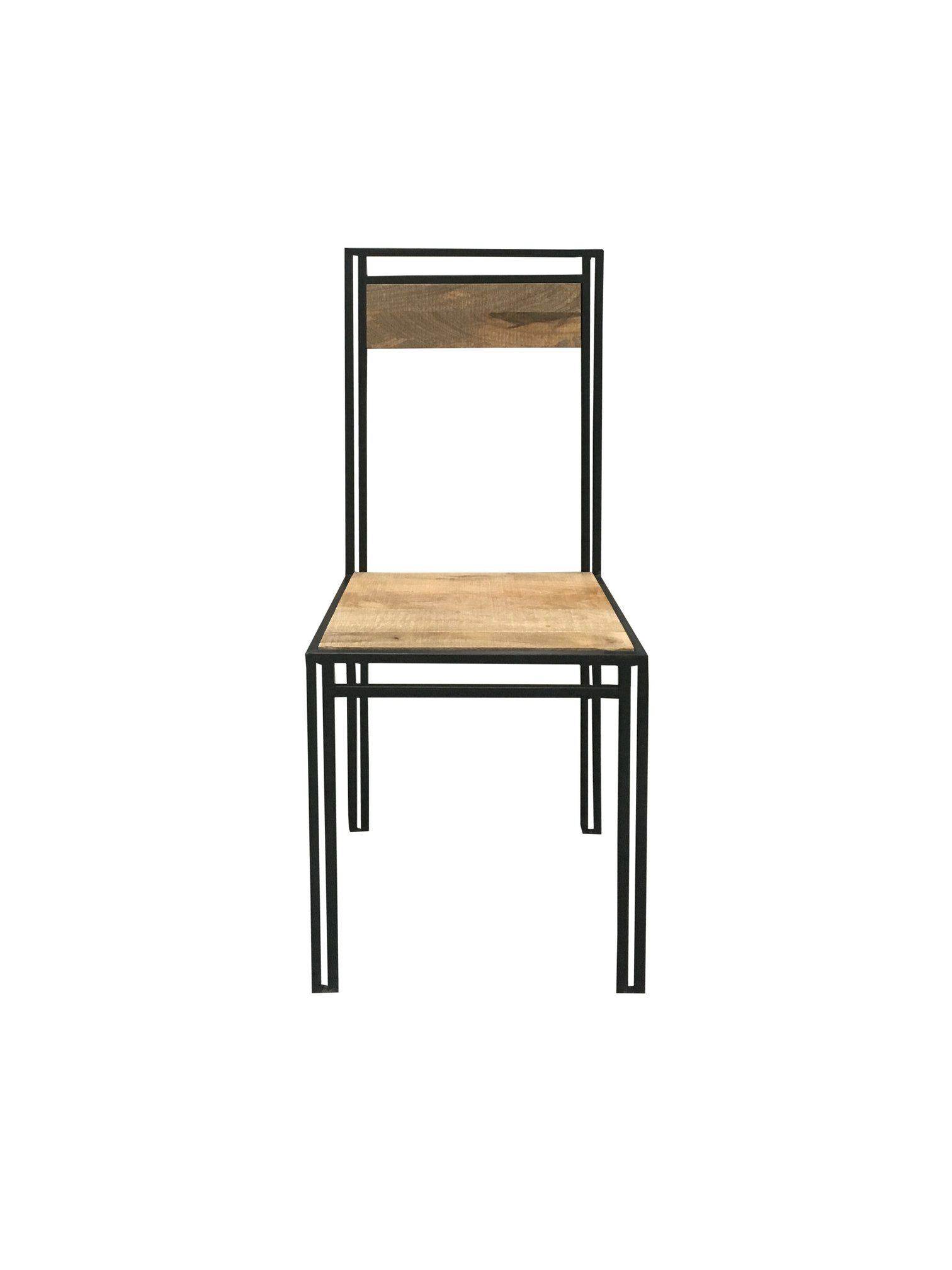 industrial style light mango wood dining chair with a metal frame