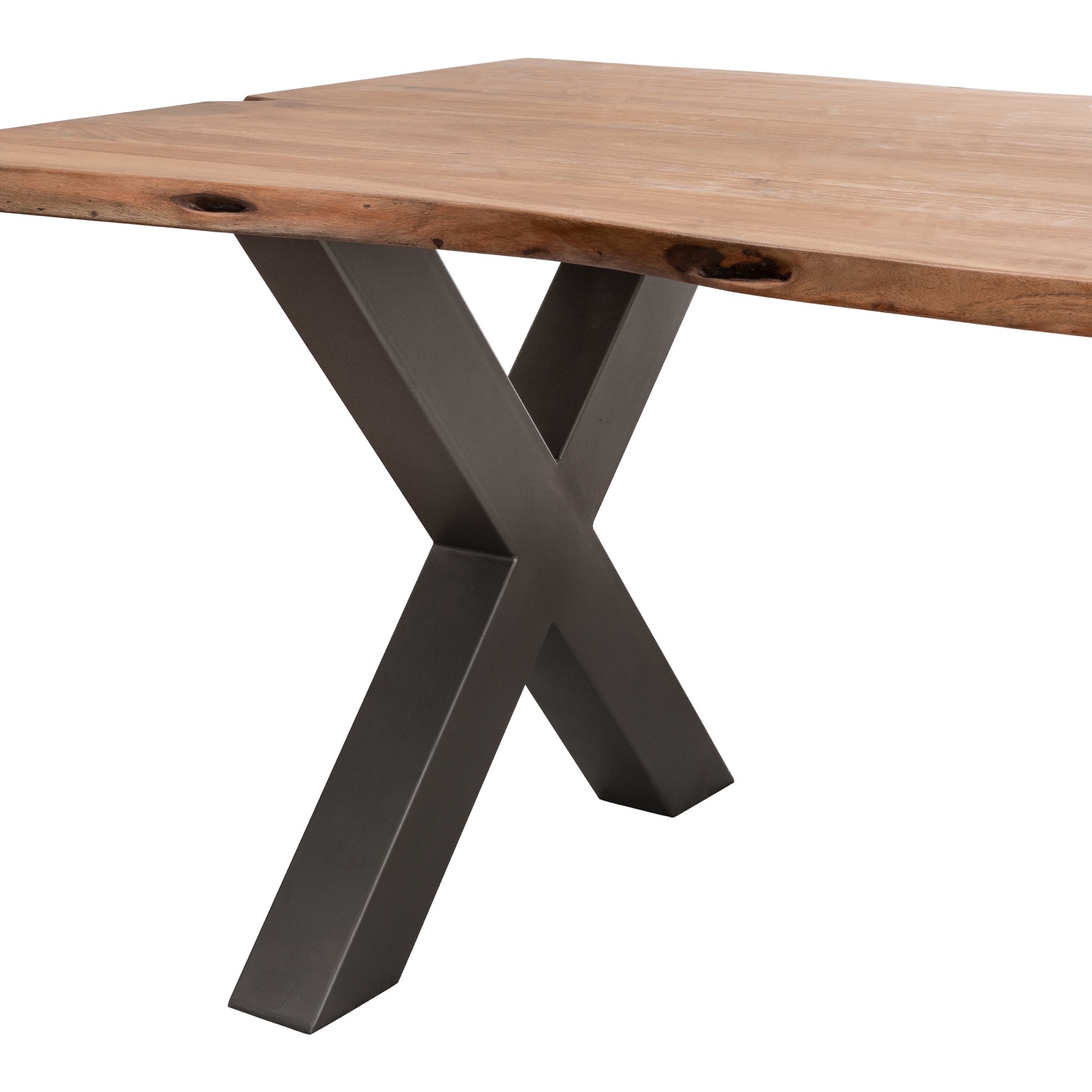 Industrial Style Chunky Solid Acacia Wood Natural Edge Dining Table