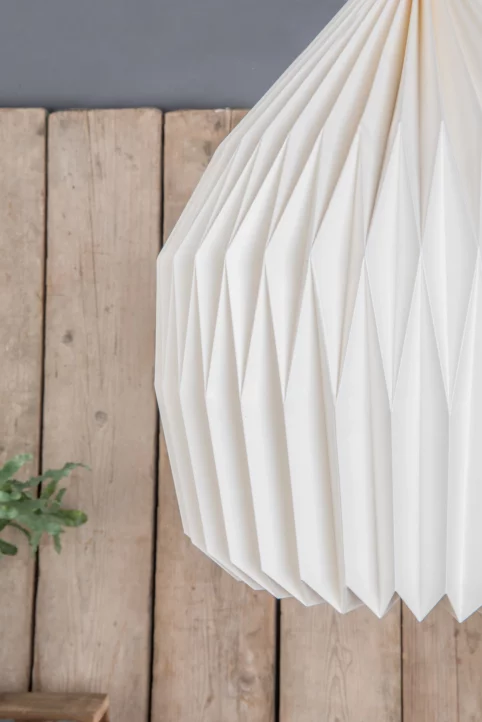 Plated paper lampshade details Plated paper lampshade in white details