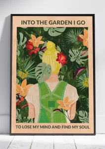 Love gardening vintage art wall poser print