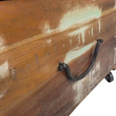 Acacia Wood Recycled Painted Coffee table Trunk on Wheels 3 Coffee Table Trunk