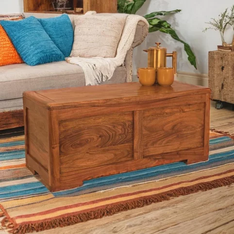 Acacia Wood Storage Chest Coffee Table Ottoman 2 Acacia Wood Chest