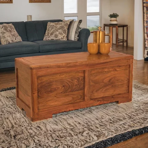 Acacia Wood Storage Chest Coffee Table Ottoman 3 Acacia Wood Chest