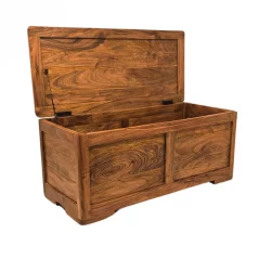 Acacia Wood Chest open
