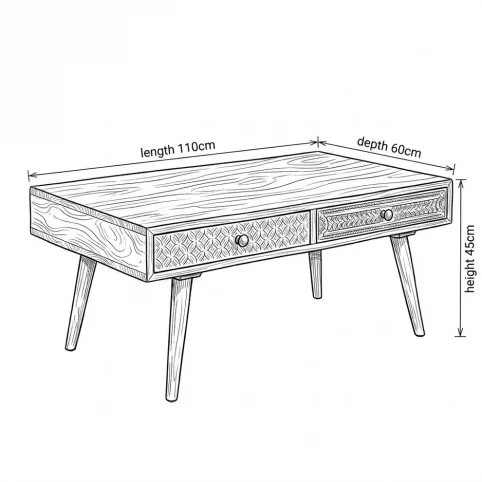 Mango Wood Coffee Table With Hand Carved drawers 2 Mango Wood Coffee Table Schematics