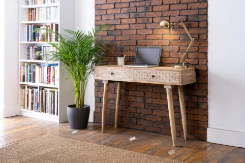 Mango Wood Console, Dresser, Computer Desk with Carved Drawers 1 Computer Desk
