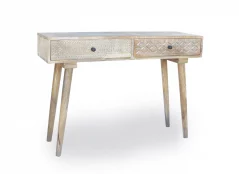 Mango Wood Console, Dresser, Computer Desk with Carved Drawers 3 Computer Desk