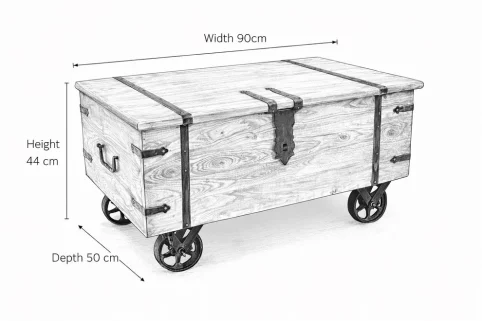 Acacia Wood Thakat Coffee Table Trunk On Wheels 7 Coffee Table Trunk Schematics