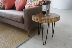 Acacia wood Trunk Slice Side Table 2 Acacia Wood Trunk Slice Table