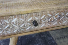 Mango wood Coffee table with hand carved drawer 5 Mango Wood Coffee Table