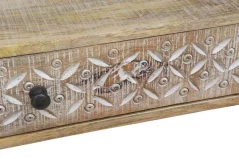 Mango wood Coffee table with hand carved drawer 8 Mango Wood Coffee Table