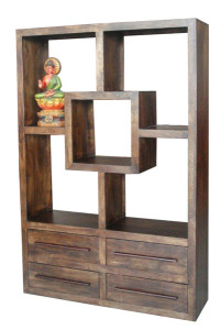 Dark Mango Wood 4 Drawer bookcase room divider