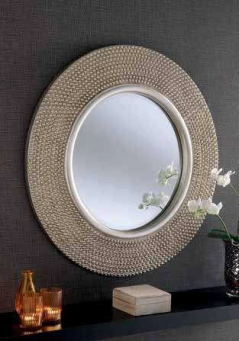 round shape studded silver mirror