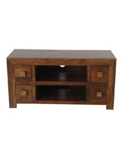 Dark Mango Wood 4 Drawer TV stand and Media Unit