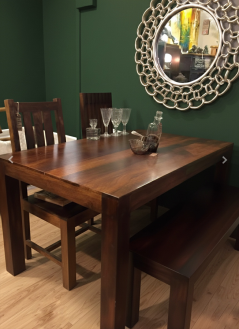 dark color dining table and chairs