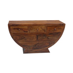 sheesham wood half-moon shaped chest of drawers