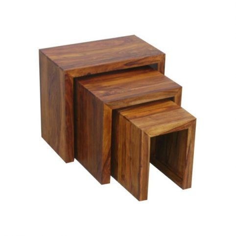 sheesham wood nest of 3 tables_4