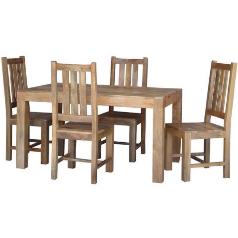 145cm light mango wood 4-seater dining table