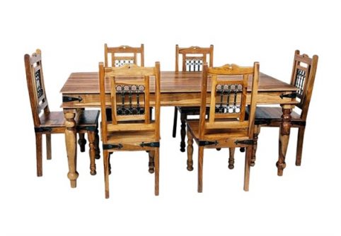 JLDT sheesham wood colonial style dining table with 6 chairs
