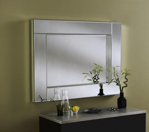 VENICE-L-48X36 side profile of art decor mirror on mirror