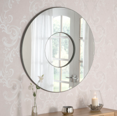 Round shape mirror on mirror