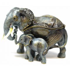 african elephant and calf trinket box