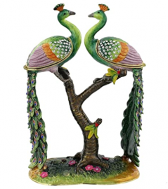 pair of peacock trinket box