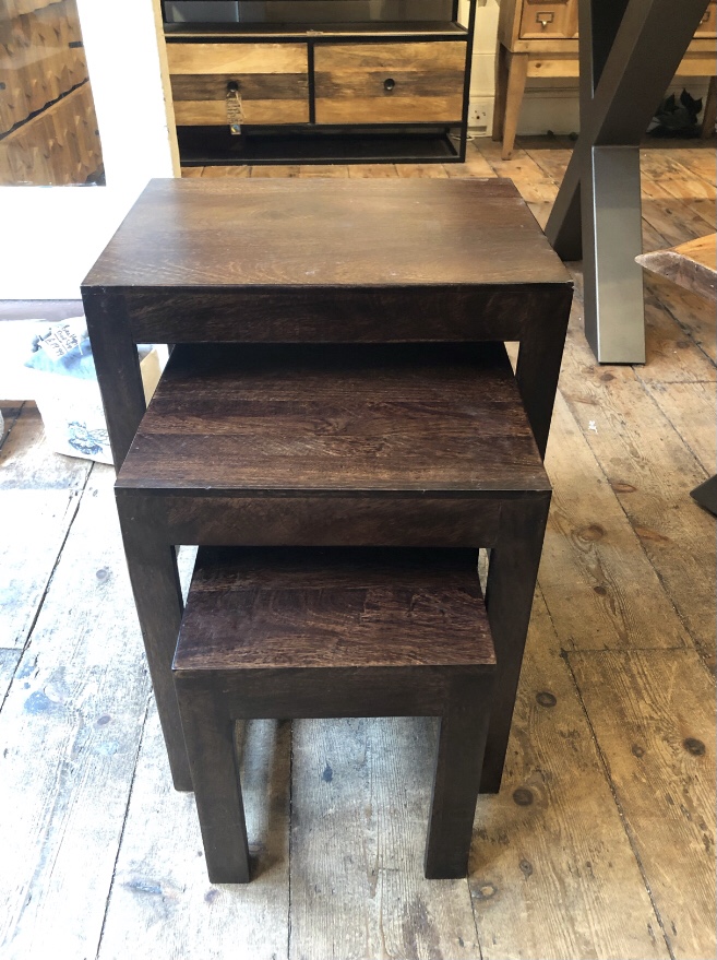 Dark mango wood nest of 3 tables