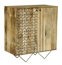 Retro Style Light Mango Wood Two Door Drinks Cabinet