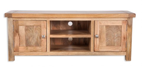 light mango wood 2 door Plasma tv stand TV unit