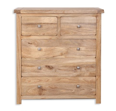 solid light mango wood 5 drawer unit