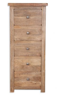 solid light mango wood 5 drawer unit