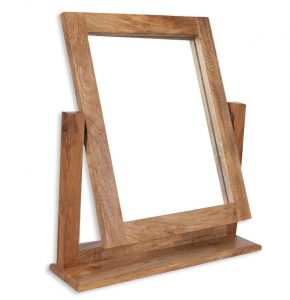 solid light mango wood dressing table mirror