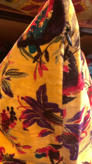 yellow side Tropical forest design yellow/mustar cotton velvet cushion cover side