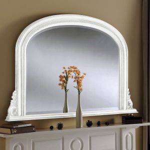 white handcrafted ornate round mirror