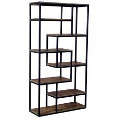 industrial light mango wood open bookcase display stand room divider