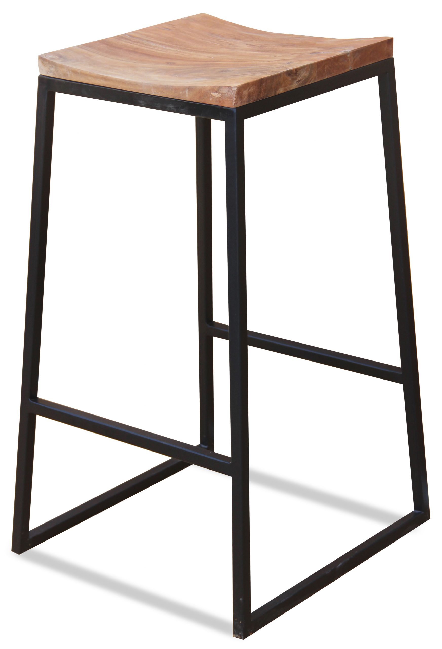 Acacia Bar Stool with Iron Legs
