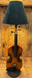 violin lamp with luxurious velvet lampshade