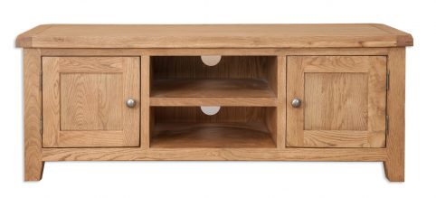 Light Mango Wood TV stand 2 Door 2 Shelves