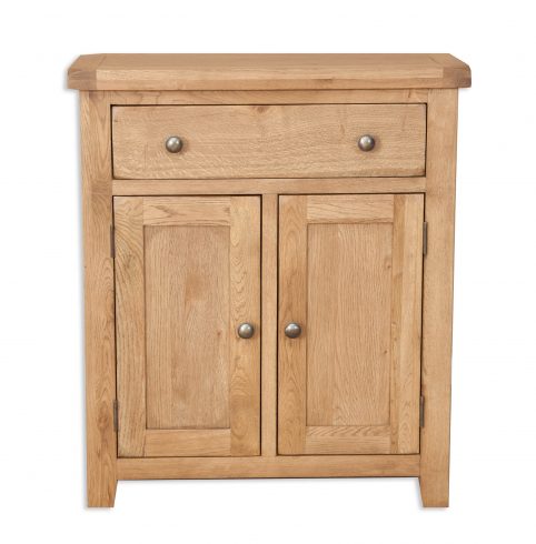 Small Solid Light Oak 2 Door 1 Drawer Sideboard