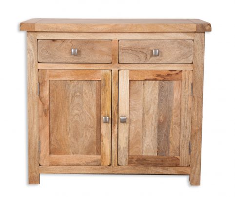 Solid Light Rustic Mango Wood 2 Drawer 2 Door Sideboard