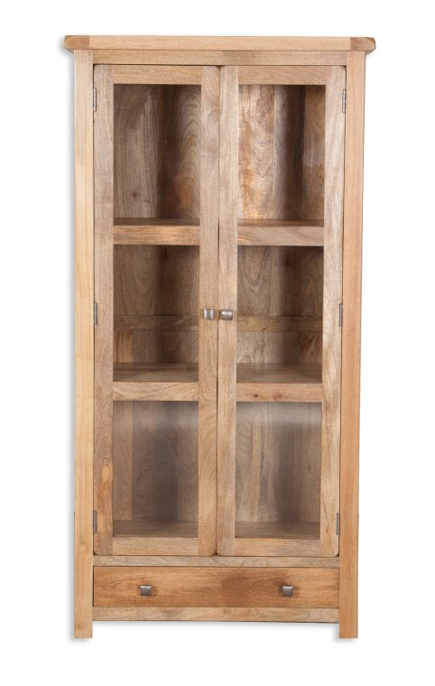 Solid Light Rustic Mango 1 Drawer Display Cabinet