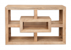 Solid Light Mango Wood Multi Shelf TV Unit