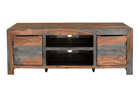 Solid Fired Finish 2 Door 2 Shelf Sheesham TV Unit