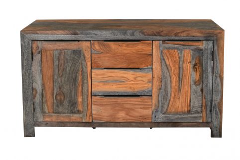Solid Fired Finish Sheeshm 2 Door 3 Drawer Sideboard