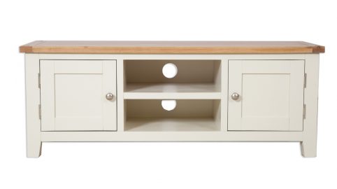 Perpignan Ivory Painted Natural Oak Large TV Unit