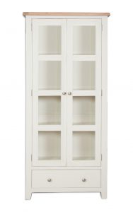 Perpignan Ivory Painted Natural Oak Glazed Display Cabinet