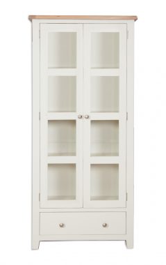 Perpignan Ivory Painted Natural Oak Glazed Display Cabinet