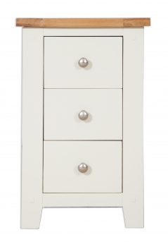 Perpignan Ivory Painted Natural Oak 3 Drawer Bedside Cabinet